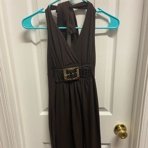 Dark Brown Halter Dress - XS